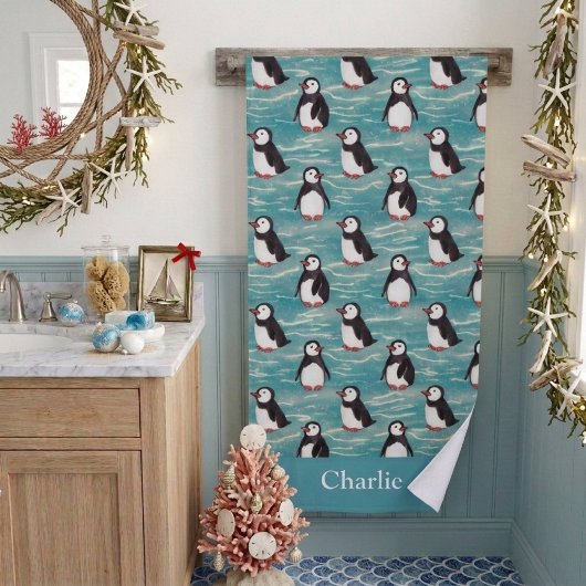 Küstennachwuchs Pinguin Kinder Badehandtuch