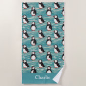 Küstennachwuchs Pinguin Kinder Strandtuch (Vorderseite)