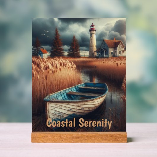 Küstennähe: Leuchtturm und Rowboat Acrylschild (Neutral)