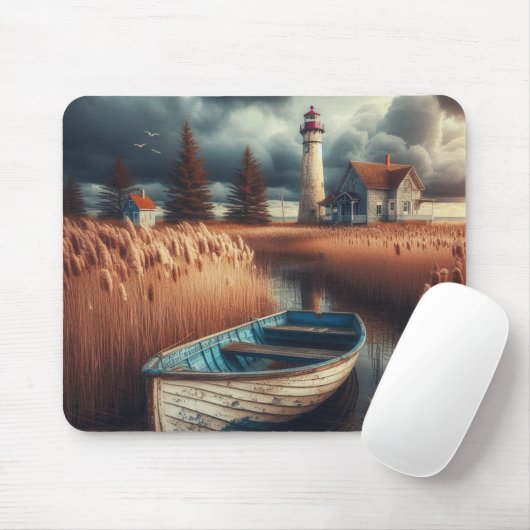Küstennähe: Leuchtturm und Rowboat Mousepad (Mit Mouse)