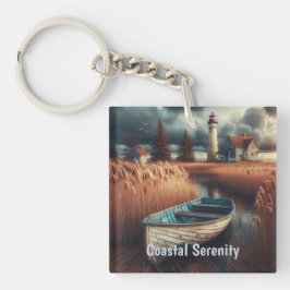 Küstennähe: Leuchtturm und Rowboat Schlüsselanhänger
