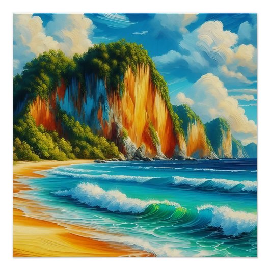 Küstennähe Majestic Cliffs & ruhige Küsten Poster (Vorderseite)