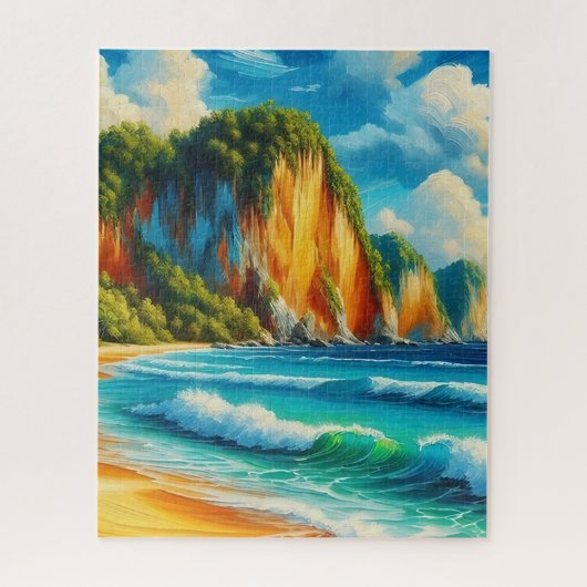 Küstennähe Majestic Cliffs & ruhige Küsten Puzzle (Vertikal)