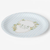 Küstennahes Mittelmeer Lemon Crest Hochzeit Pappteller (Schrägansicht)
