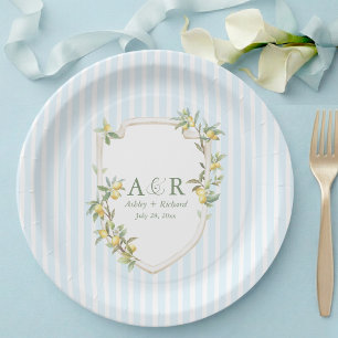 Küstennahes Mittelmeer Lemon Crest Hochzeit Pappteller