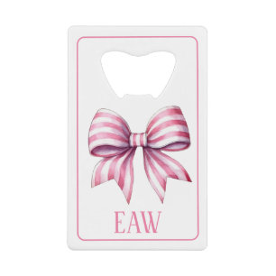 Küstennuancen Rosa und Weiß Aquarell-Band-Monogram Geldbeutel Flaschenöffner