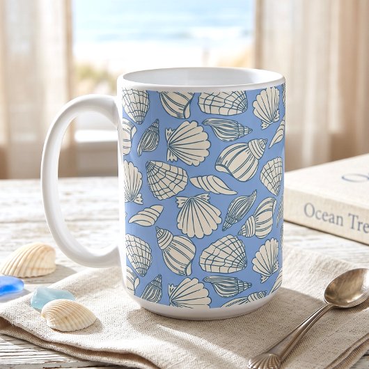 Küstennuschel-Strandhaus Blau Kaffeetasse