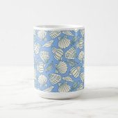 Küstennuschel-Strandhaus Blau Kaffeetasse (Mittel)