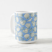Küstennuschel-Strandhaus Blau Kaffeetasse (Vorderseite Links)