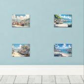 Küstenort mit Fischerbooten Bilderwand Sets (Holzboden)
