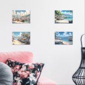 Küstenort mit Fischerbooten Bilderwand Sets (Wohnzimmer)
