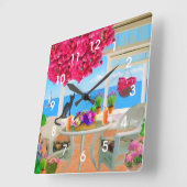 Küstenozean-Veranda-Szene Quadratische Wanduhr (Winkel)