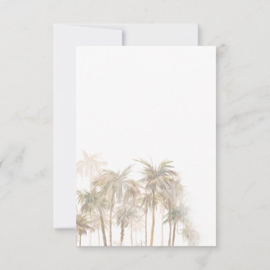 Küstenpalmen Wasserfarbene Hochzeit in Urlaubsort RSVP Karte (Rückseite)