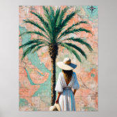 Küstenpalmenbaum-Reise-Wandkunst | Mittelmeer Poster (Vorne)