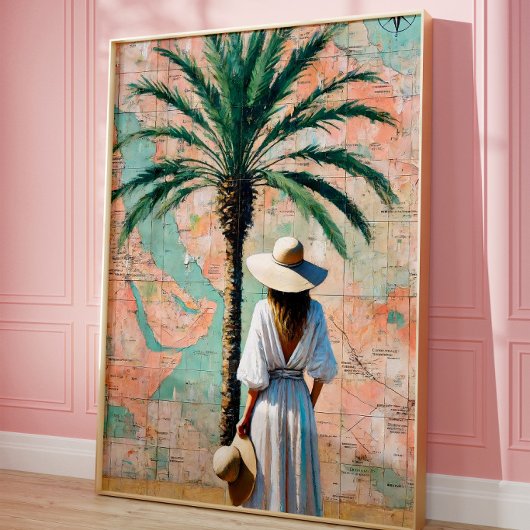 Küstenpalmenbaum-Reise-Wandkunst | Mittelmeer Poster