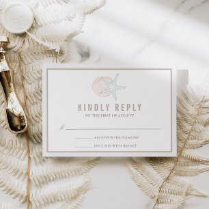 Küstenpasten, die RSVP-Reaktion auf Hochzeiten ein RSVP Karte