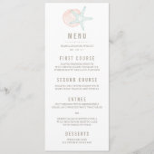 Küstenpasten | Starfish & Seashell an der Küste Menükarte (Vorderseite)