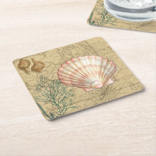 Küstenplan Rechteckiger Pappuntersetzer (angewinkelt)