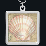 Küstenplan Versilberte Kette<br><div class="desc">Es gibt nichts Ähnliches auf dieser Karte des Meereslebens. Diese durchsichtige Sammlung dieser Muscheln wird auf allen Produkten großartig sein. Es verleiht dem Bild ein Vintages Gefühl und erfasst das Meeresleben unter Wasser. Die Muschel ist in Rosa und Weiß gestreift und mit einer sepia-farbenen Konkade versehen.</div>