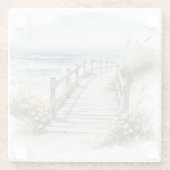 Küstenpromenade Aquarell Glasuntersetzer (Rückseite)