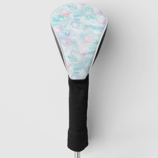 Küstenquallen-Wasserfarbenmuster Golf Headcover (Vorderseite)