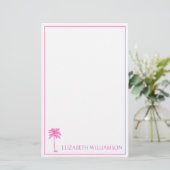 Küstenrosa Palmetto Palm Tree Personalisiert Briefpapier (Stehend Vorderseite)