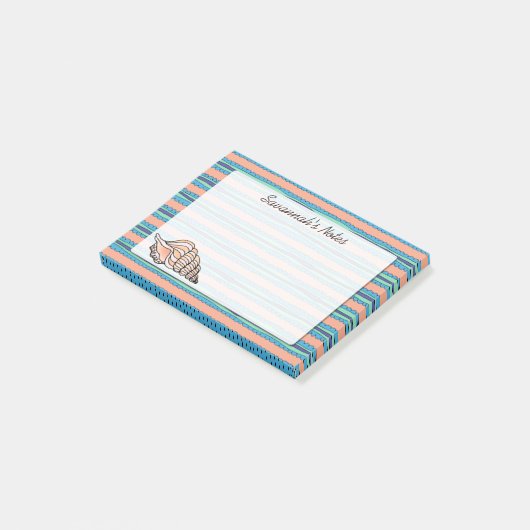 Küstenrosa Seashell-Individuelle Name Post-it Klebezettel (angewinkelt)