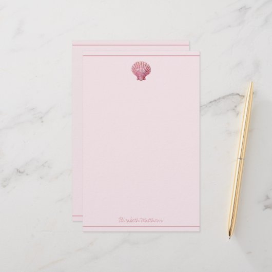 Küstenrosa Seashell Personalisiert Briefpapier (Vorderseite/Rückseite Beispiel)
