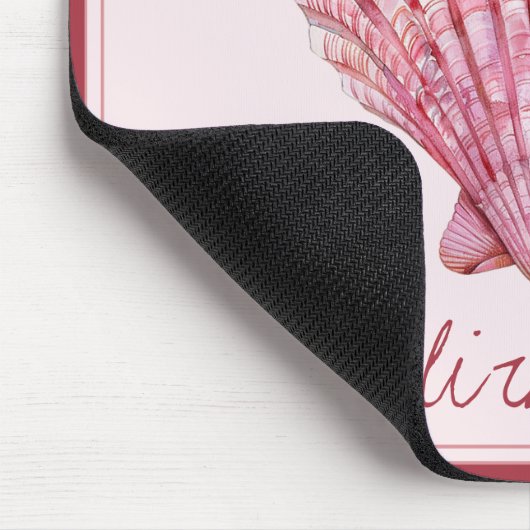 Küstenrosa Seashell Personalisiert Mousepad (Ecke)