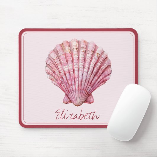 Küstenrosa Seashell Personalisiert Mousepad (Mit Mouse)