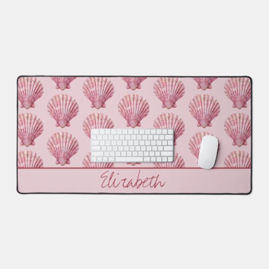 Küstenrosa Seashell Personalisiert Schreibtischunterlage (Tastatur & Maus)