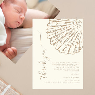 Küstensand-Beige-Baby-Shower-Foto-Dankeschön Dankeskarte