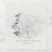 Küstensanddollar & Eukalyptus Aquarell Weinetikett (Einzelnes Label)