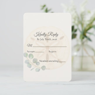 Küstensanddollar-Hochzeit RSVP Karte