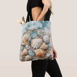 Küstenschalen-Aquarell-Treibholz-Szene Tasche