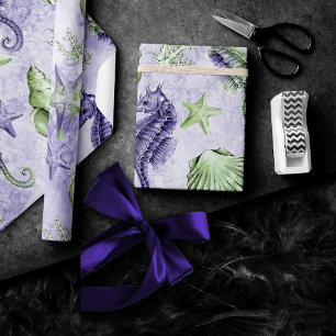 Küstenschick   Lila und Limettengrüne Party Geschenkpapier