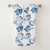 Küstenschicke Indigoblau-Aquarell Badhandtuch Set (Insitu)