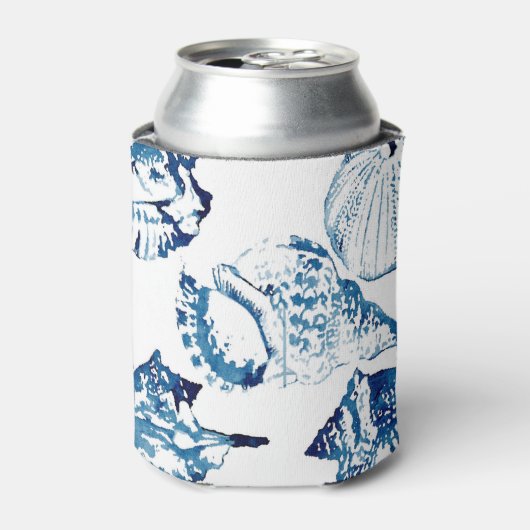 Küstenschicke Indigoblau-Aquarell Dosenkühler (Kanne Vorderseite)