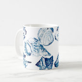 Küstenschicke Indigoblau-Aquarell Kaffeetasse (Vorderseite Links)