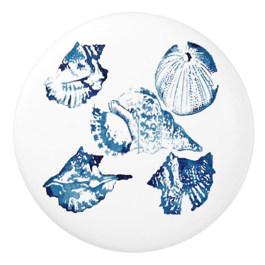 Küstenschicke Indigoblau-Aquarell Keramikknauf (Vorderseite)