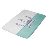 Küstenschiff Aquamariner Blauer Navy Sommer Badematte (Schrägansicht)