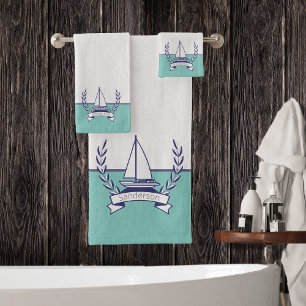 Küstenschiff Aquamariner Blauer Navy Sommer Badhandtuch Set