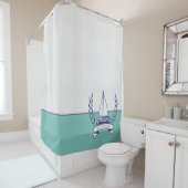 Küstenschiff Aquamariner Blauer Navy Sommer Duschvorhang (Beispiel)