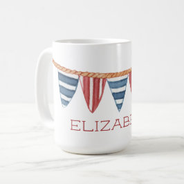 Küstenschiff-Fahnen am Strand Personalized Kaffeetasse