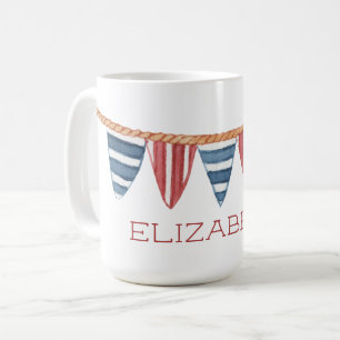 Küstenschiff-Fahnen am Strand Personalized Kaffeetasse