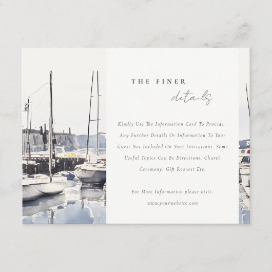 Küstenschiffe im Hafen Seascape Hochzeiten Details Begleitkarte (Vorderseite)