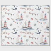 Küstenschifffahrt 4. Juli-Segelboote Leuchtturm Geschenkpapier (Flach)