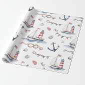 Küstenschifffahrt 4. Juli-Segelboote Leuchtturm Geschenkpapier (Ungerollt)