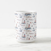 Küstenschifffahrt 4. Juli-Segelboote Leuchtturm Kaffeetasse (Mittel)