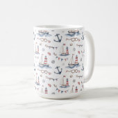 Küstenschifffahrt 4. Juli-Segelboote Leuchtturm Kaffeetasse (VorderseiteRechts)